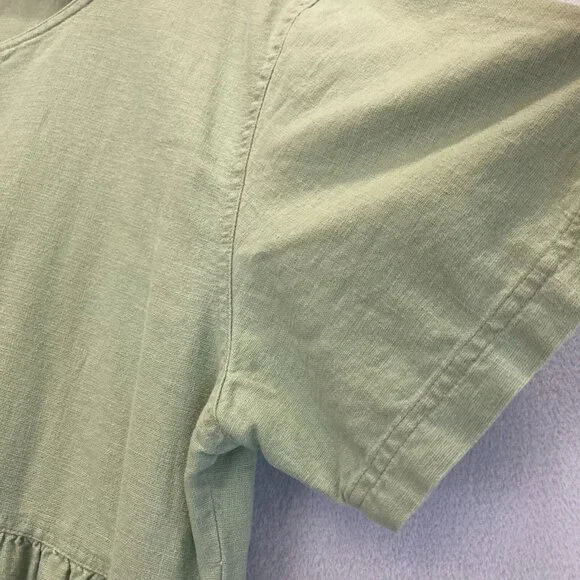 Vintage Erika Button Up Linen Blend Midi Dress Womens XL Western Green Prairie - Picture 8 of 13